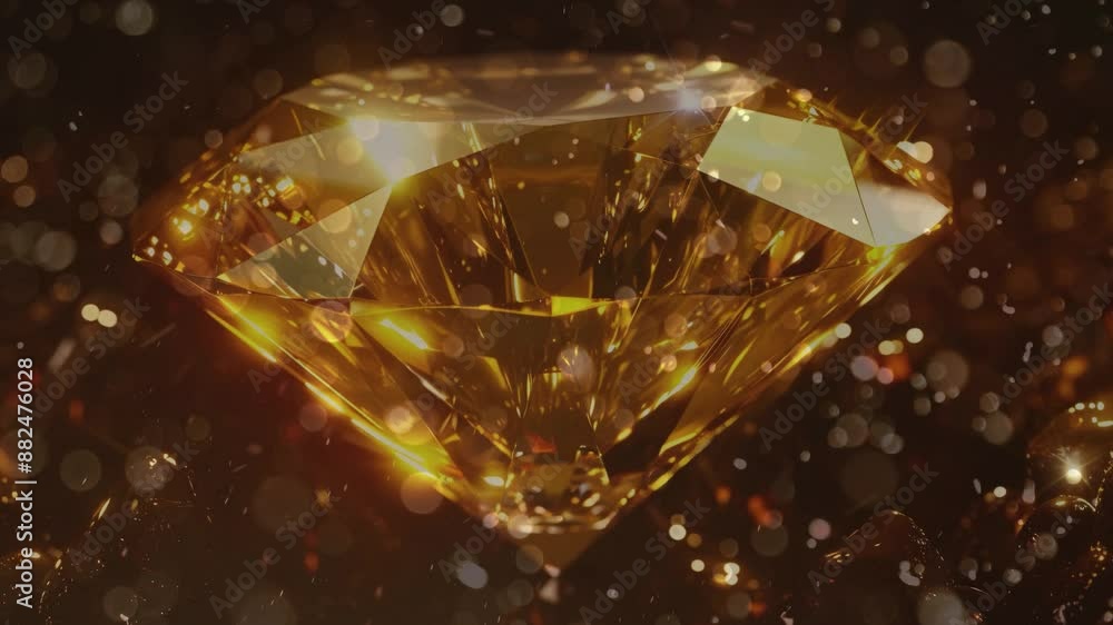 Shiny Gold Diamond on Black Background: A Glowing Showcase Shiny Gold Diamond on Black Background: A Glowing Showcase