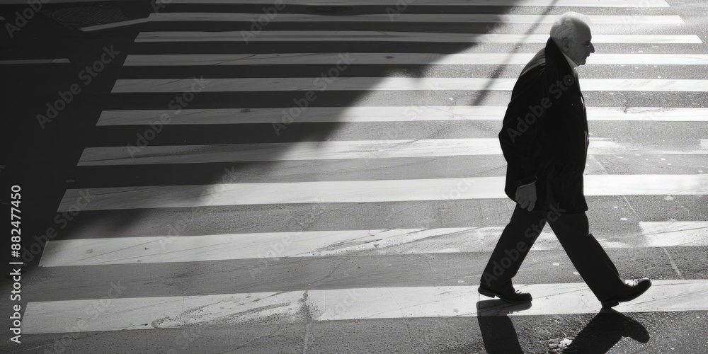 A person walking at a busy street intersection A person walking at a busy street intersection