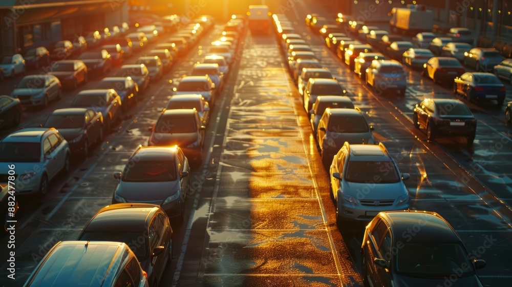 Obraz premium Car parking in outdoor parking Used car sales and rental services Car parking Car dealerships and dealer agent concept