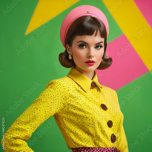 A stylish woman wearing yellow, photo