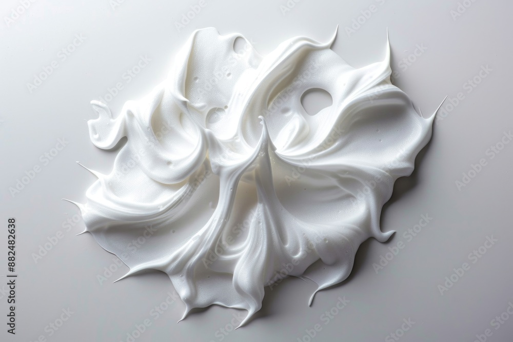 A close-up shot of whipped cream on a white surface, ideal for use in food and dessert photography A close-up shot of whipped cream on a white surface, ideal for use in food and dessert photography