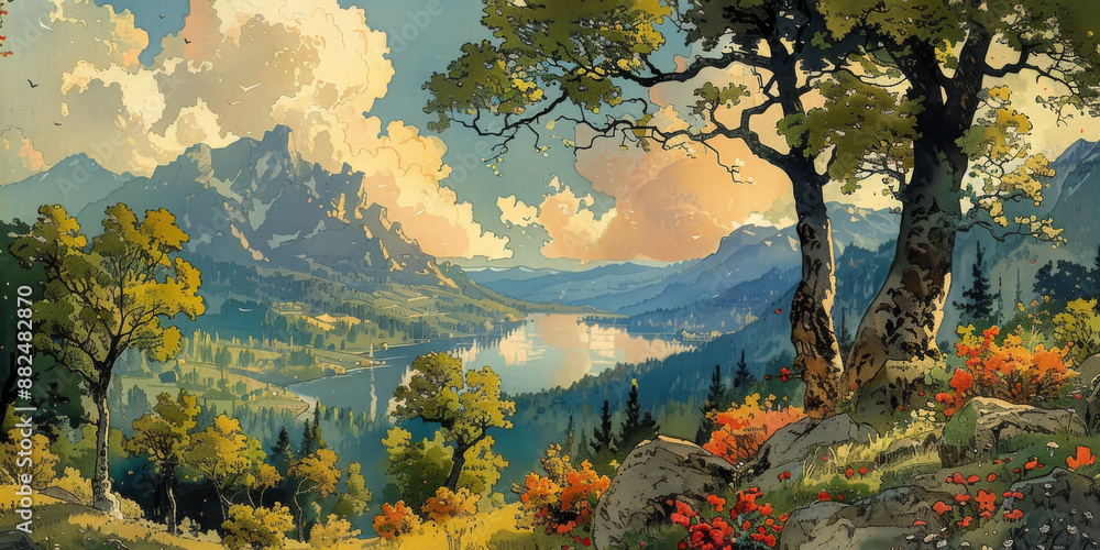 新緑の草原の背景イラスト 新緑の草原の背景イラスト