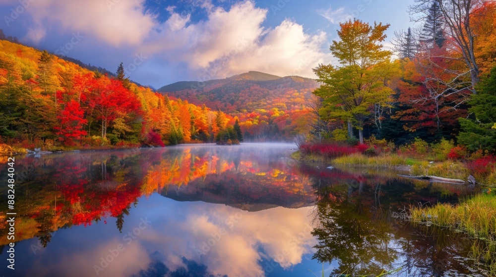 beautiful forest in autumn with yellow and orange trees with a blue sky beautiful forest in autumn with yellow and orange trees with a blue sky