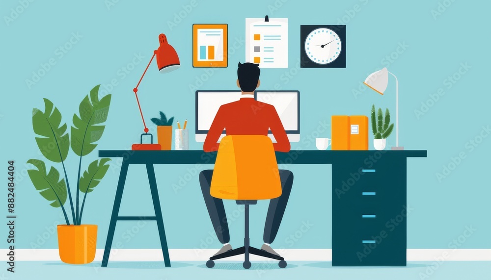 Successful Entrepreneur Managing Thriving E-Commerce Business in Modern Home Office Successful Entrepreneur Managing Thriving E-Commerce Business in Modern Home Office