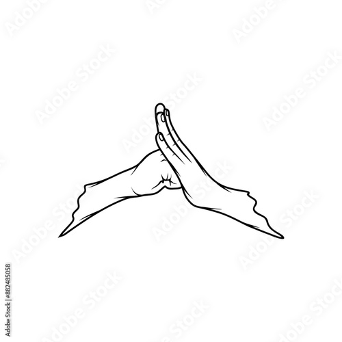 black and white kungfu greeting hand gesture vector