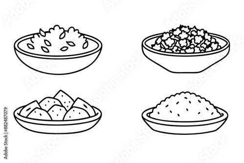 Tabbouleh Line Art Design Sketch