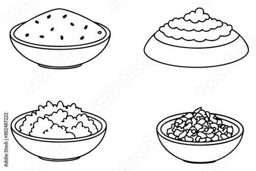 Tabbouleh Line Art Sketch Drawing