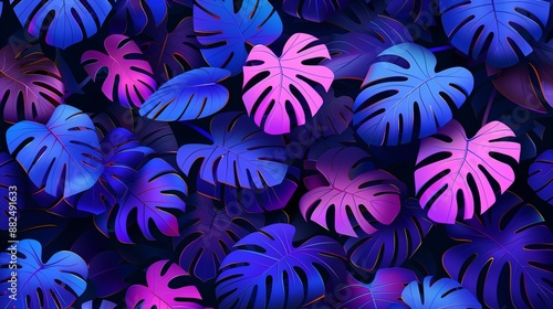 Wallpaper Mural Neon Tropical Leaves Pattern Torontodigital.ca
