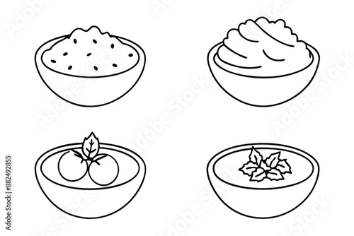 Tzatziki Line Art Design Monochrome Greek Dish Illustration