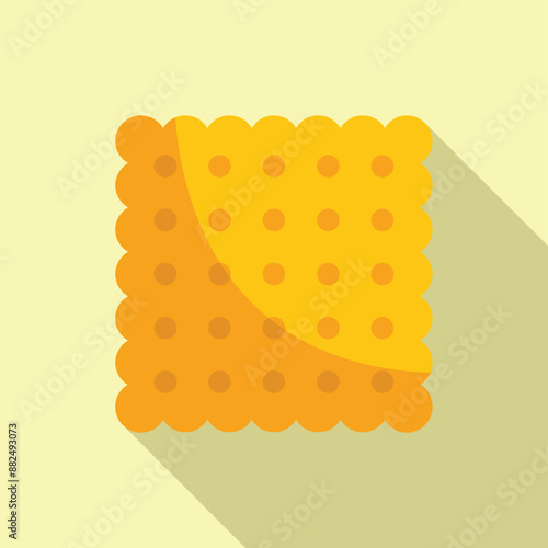 Square cracker with holes is lying on the table, top view