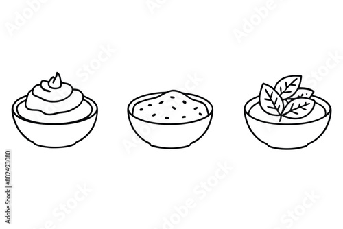 Ugali Line Art Delicious African Dish Hand Drawing Illustration