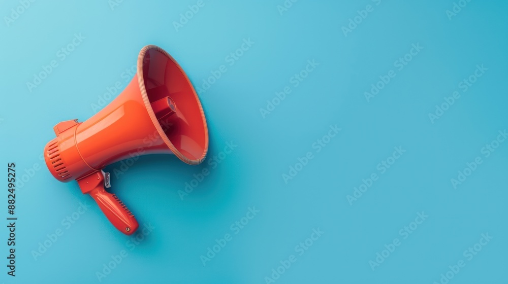 Red Megaphone on Blue Background Red Megaphone on Blue Background