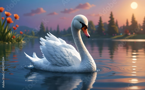 Swan at Sunset
