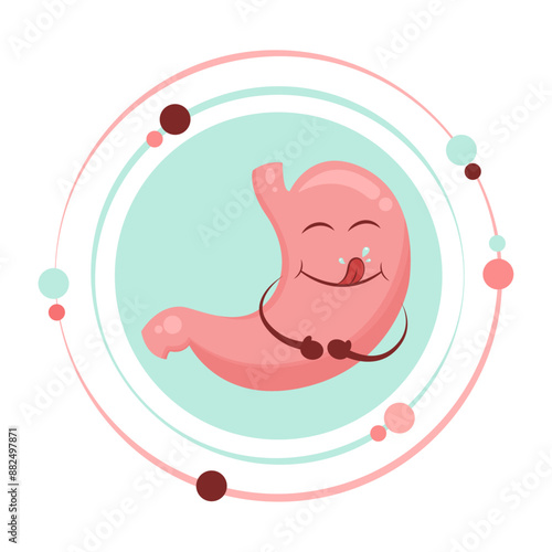 Hungry yummy stomach cartoon character illustration graphic icon