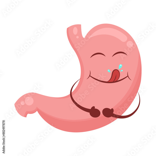 Hungry yummy stomach cartoon character illustration graphic icon