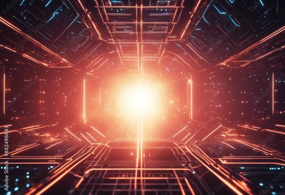 Obraz premium technology network background future futuristic science fiction sci render abstract shape polygon fi