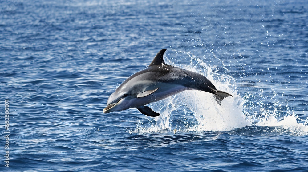Fototapeta premium Nature: Dolphins Jumping at Sea in a Majestic Display
