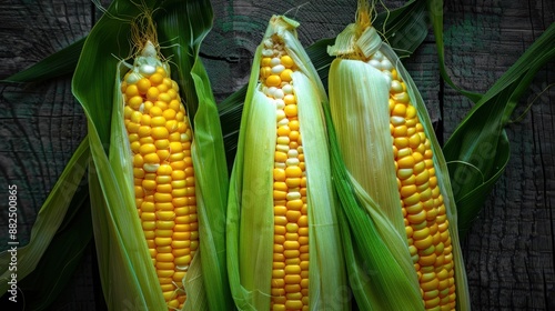 The fresh corn cobs photo