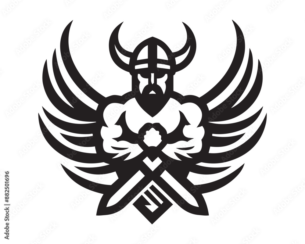 Fototapeta premium Viking Logo Design Vector Template. Human Viking Logo Design Icon Symbol Vector Illustration.