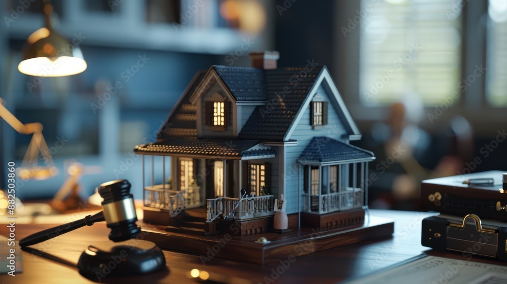 The miniature house on desk The miniature house on desk