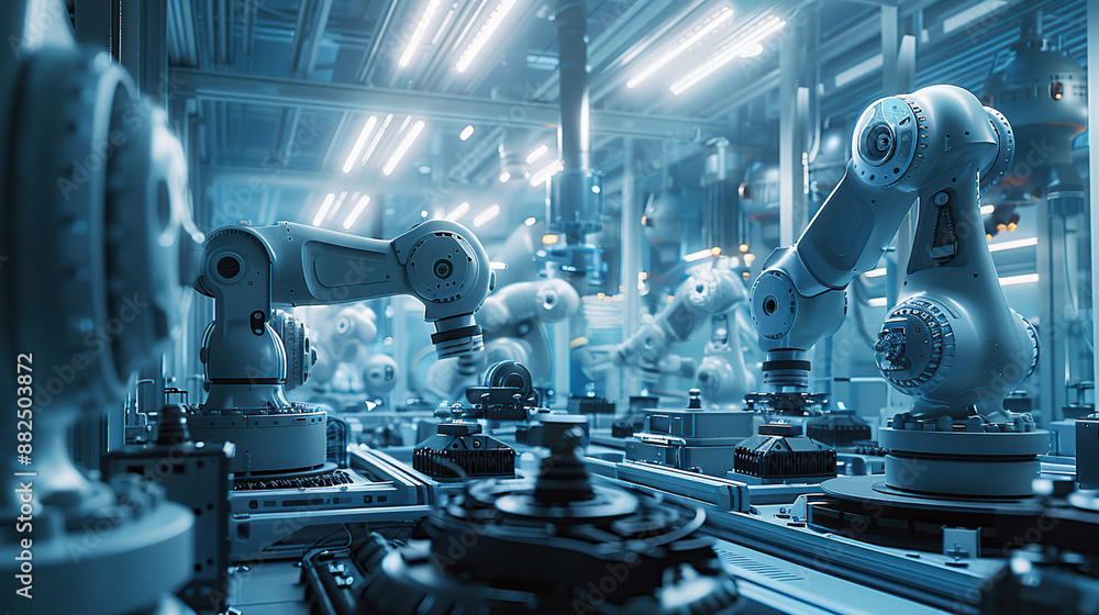 Industrial robots on the modern factory floor Industrial robots on the modern factory floor