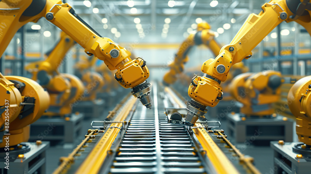 Industrial robots on the modern factory floor Industrial robots on the modern factory floor