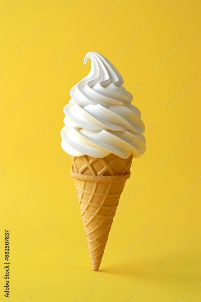 Ice cream cone isolated on one color background, gelato, summer concept - generative ai Ice cream cone isolated on one color background, gelato, summer concept - generative ai