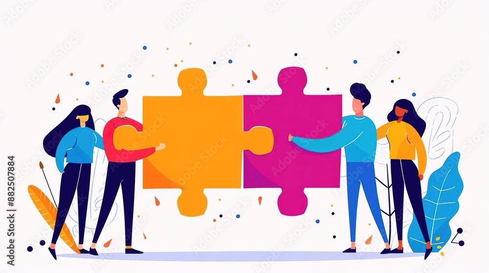 Two women holding a puzzle piece together, symbolizing teamwork and collaboration. Two women holding a puzzle piece together, symbolizing teamwork and collaboration.