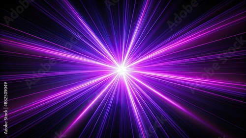 Striking purple laser beams and rays of light on a black background, laser beams, purple, light, black background, abstract