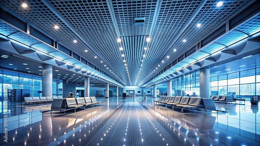 Futuristic airport interior with modern design and technology , airport, futuristic, technology, modern Futuristic airport interior with modern design and technology , airport, futuristic, technology, modern