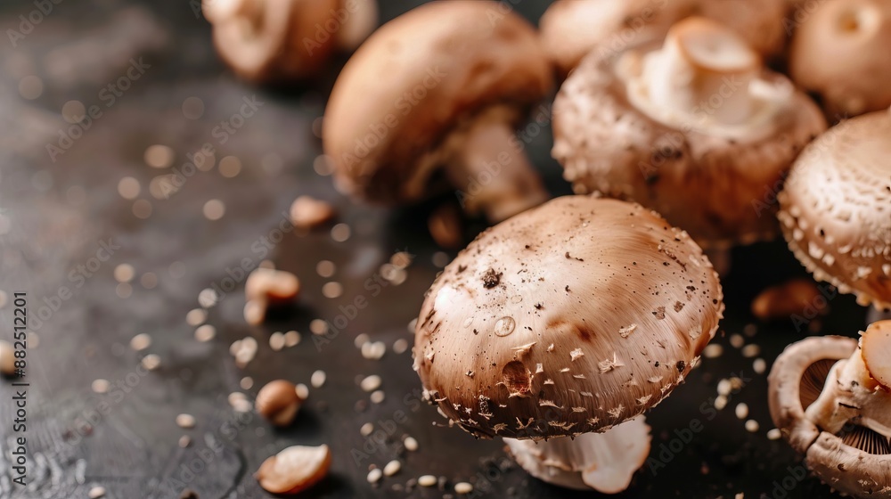 Macro Photography of Shiitake Mushrooms with copy space Macro Photography of Shiitake Mushrooms with copy space