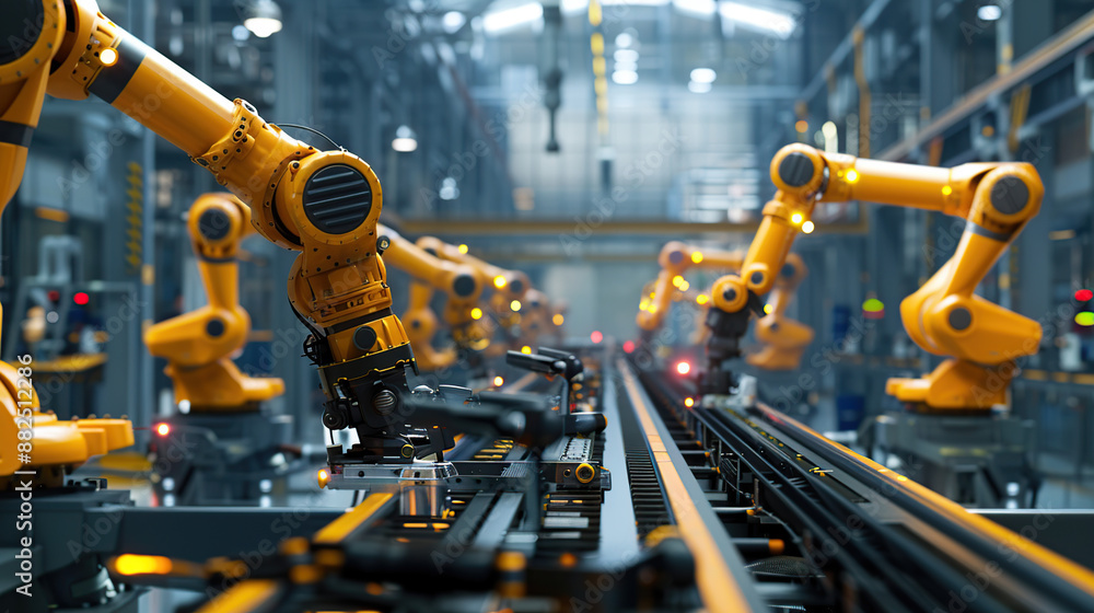 Industrial robots on the modern factory floor Industrial robots on the modern factory floor