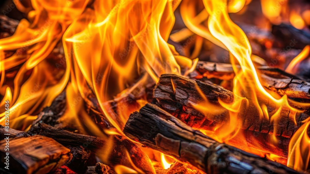 Fototapeta premium A pile of wood that is on fire