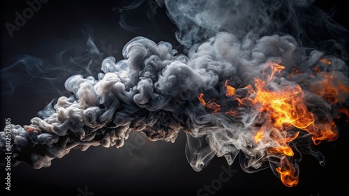 A large cloud of smoke with a fire in the middle