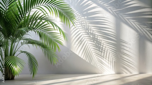 A white room with two large palm trees in the corner © Alexander