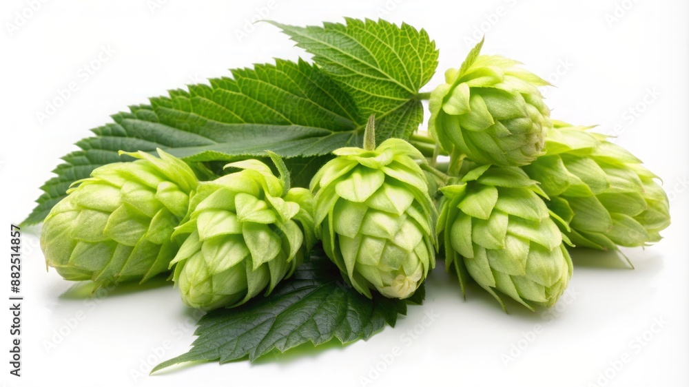 A bunch of green leaves with a few small green flowers on top A bunch of green leaves with a few small green flowers on top