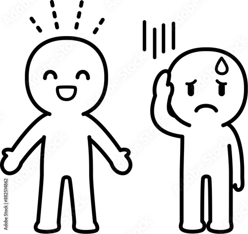 健やかな人と体調が悪い人のデフォルメイラスト