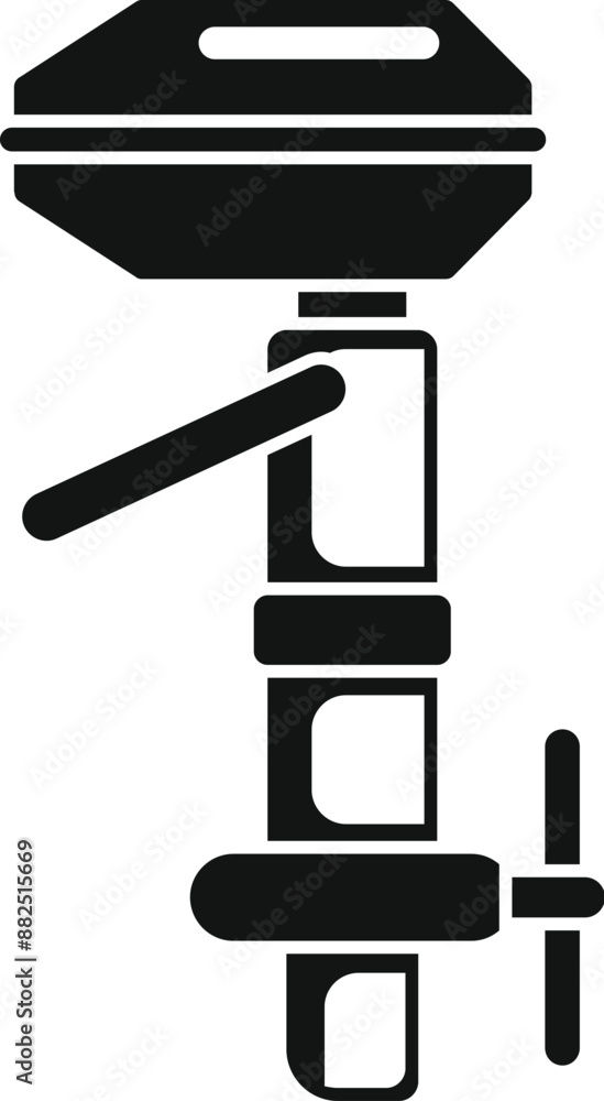 Black silhouette of a boat motor, highlighting its mechanical design Black silhouette of a boat motor, highlighting its mechanical design