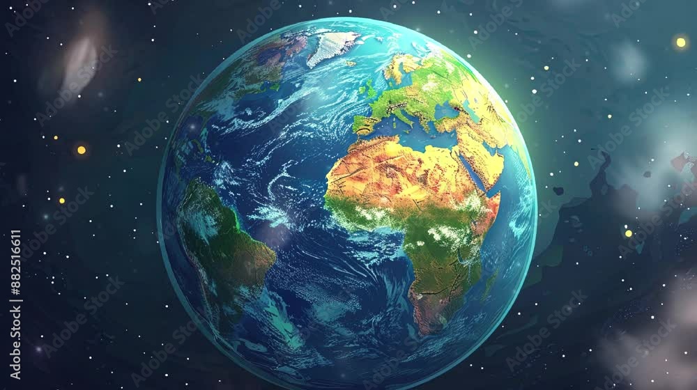 Cartoon style planet earth with dark background. 4K HD video footage for World Conservation Day, Earth Day. Cartoon style planet earth with dark background. 4K HD video footage for World Conservation Day, Earth Day.