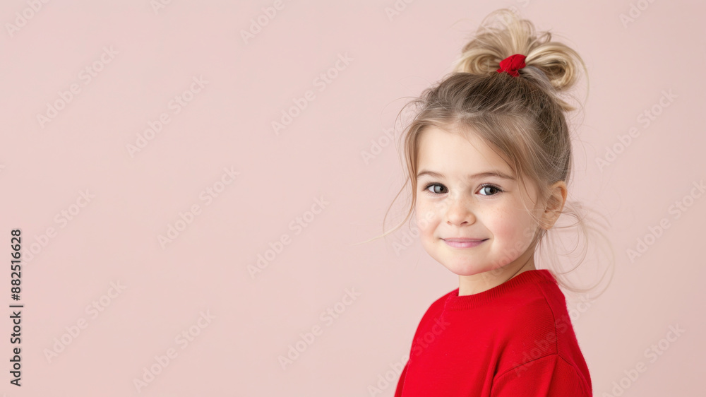 Australian girl in red sweater smile to copy space for text for advertising Australian girl in red sweater smile to copy space for text for advertising