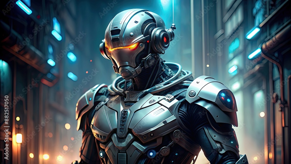 Tuta cyborg wearing futuristic armor and technology , future, cyborg, technology, armor, robotic Tuta cyborg wearing futuristic armor and technology , future, cyborg, technology, armor, robotic
