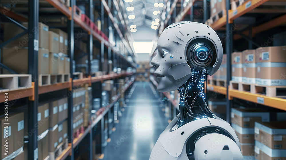 Fototapeta premium Industrial robots in modern warehouses