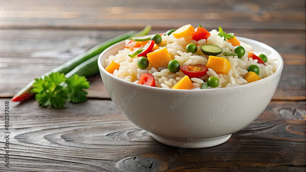 Stewed rice with assorted vegetables in a white bowl, Stewed, rice, vegetables, healthy, vegan, vegetarian, dish Stewed rice with assorted vegetables in a white bowl, Stewed, rice, vegetables, healthy, vegan, vegetarian, dish