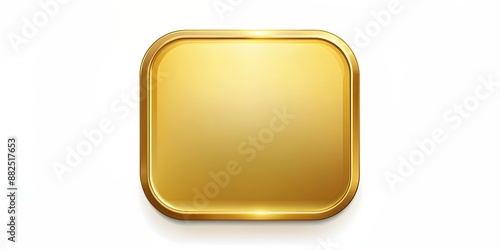 Golden square button with round edges , gold, square, button, round, edges, shiny, glossy, metallic, modern, design photo