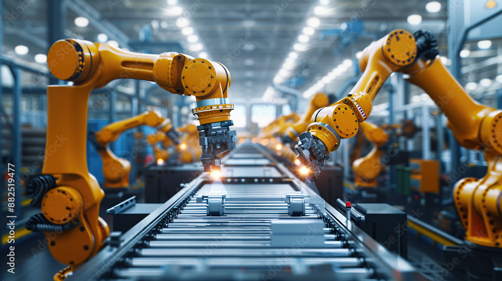Industrial robots on the modern factory floor Industrial robots on the modern factory floor