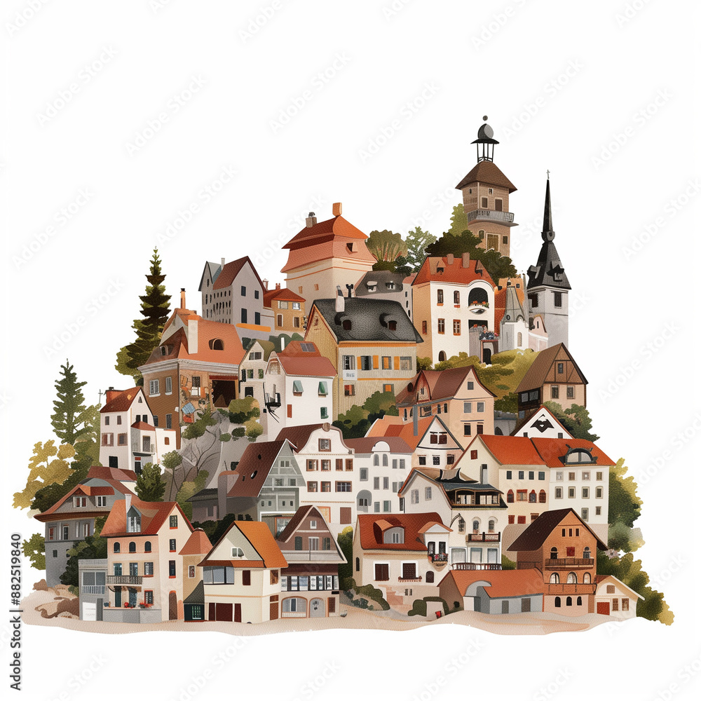 Fototapeta premium イラスト 家 建物 住宅