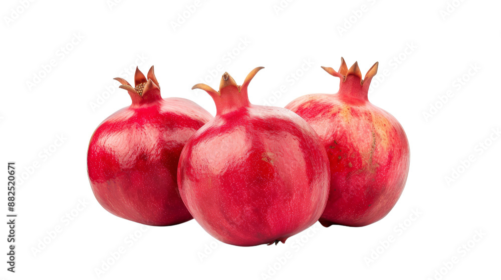 Vibrant Pomegranates with Rich Red Seeds on White Background Vibrant Pomegranates with Rich Red Seeds on White Background