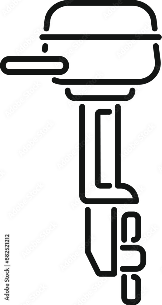 Simple line art of a boat motor emphasizing its role in propelling watercraft Simple line art of a boat motor emphasizing its role in propelling watercraft