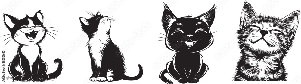 cute cat silhouette vector illustration set cute cat silhouette vector illustration set