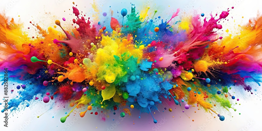 Fototapeta premium Vibrant explosion of colors in abstract paint splatter design, abstract, vibrant, explosion, colors, paint, splatter, design